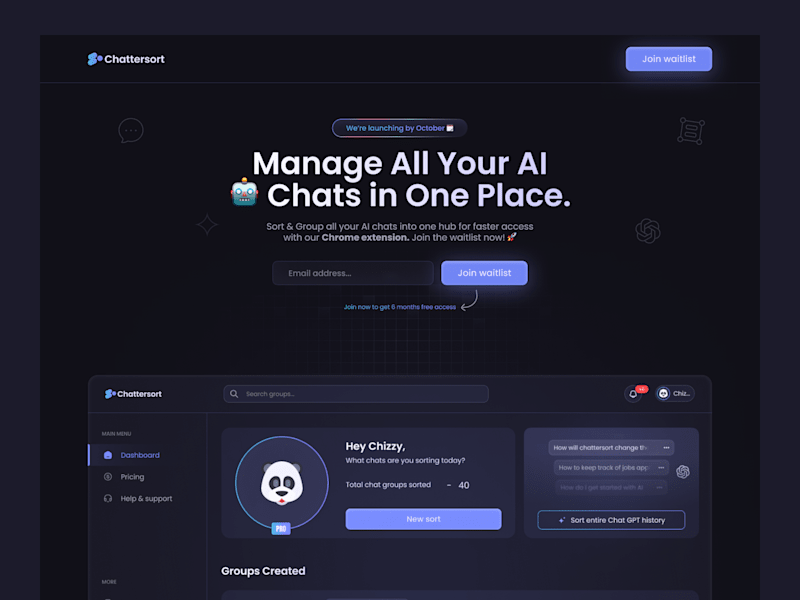 Cover image for Chattersort waitlist landing page with framer