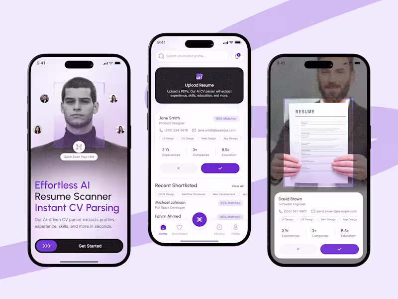 Cover image for AI-Powered Instant CV/Resume Parsing Mobile App Design