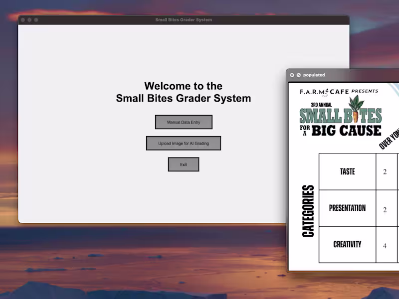 Cover image for AI Grading Application for Small Bites Event