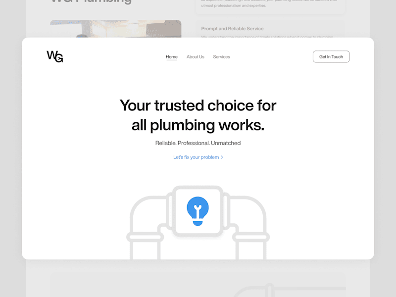 Cover image for WG - Plumbing service UI UX landing page