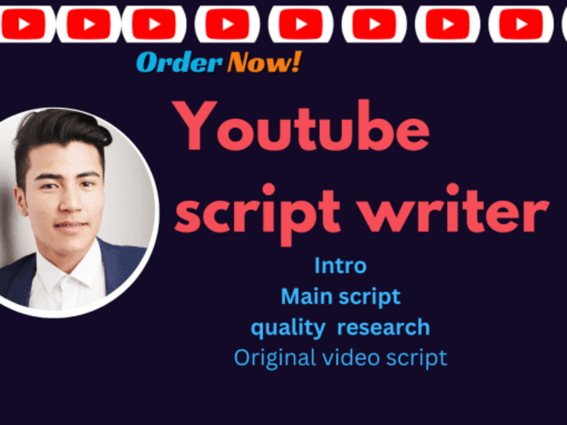 Cover image for i will be your professional writer for youtube or  video scripts