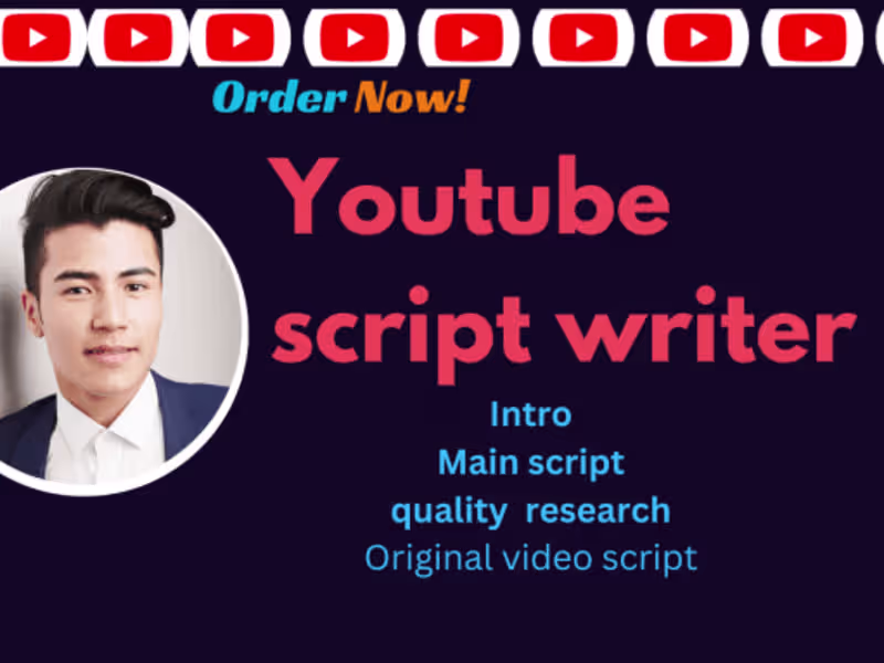 Cover image for i will be your professional writer for youtube or  video scripts