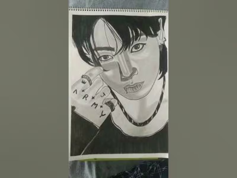 Cover image for Try to draw BTS jungkook/ #bts #myart #drawing - YouTube