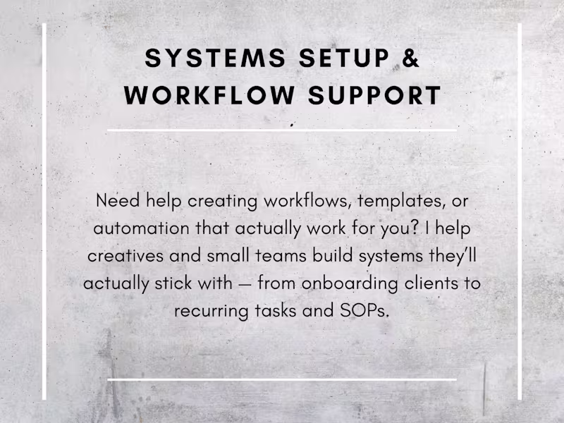 Cover image for Systems Setup & Workflow Support