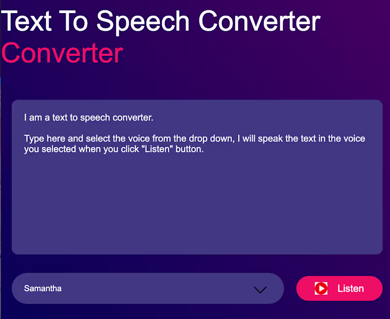 Cover image for Text to Speech Converter