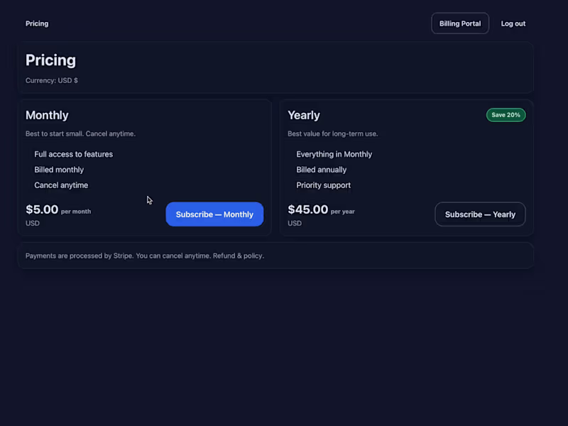 Cover image for Stripe Billing subscriptions + Customer