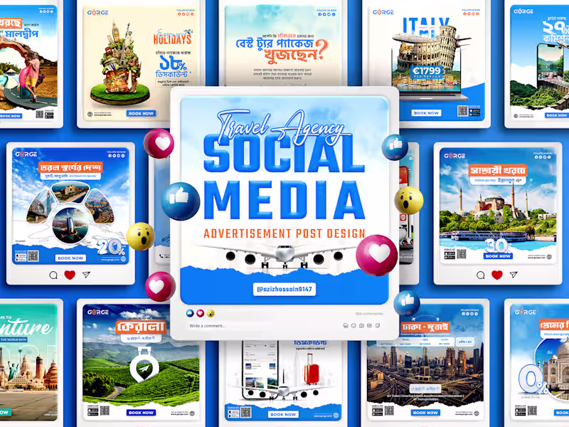 Cover image for Social Media Poster Design For Travel & Tourism Agency :: Behan…