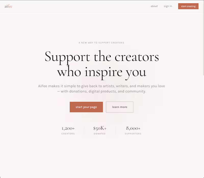 Cover image for AiFee
A creator donation and product