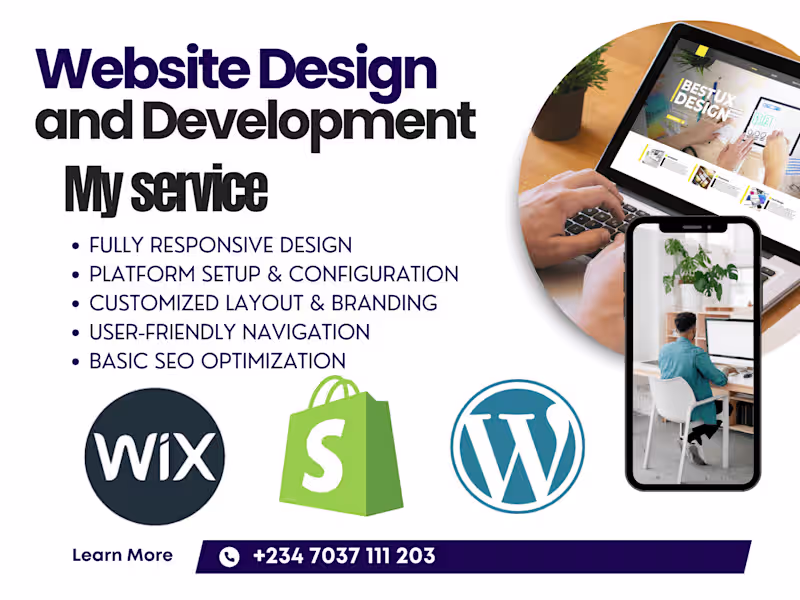 Cover image for I will build a responsive WordPress website Shopify Wix store