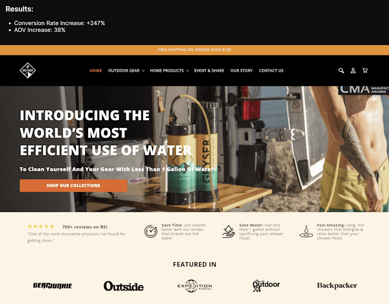 Cover image for CRO, Copywriting, UX/UI Optimized Web and A/B Testing for Geyser
