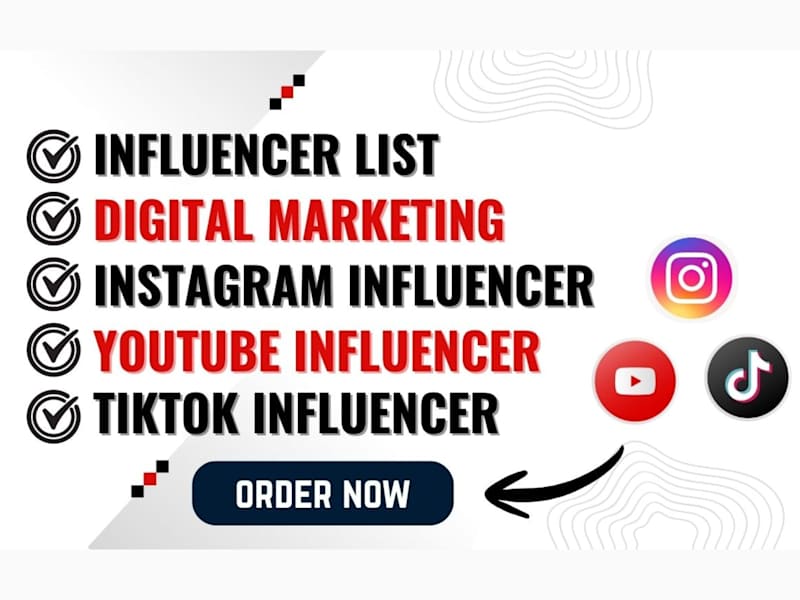 Cover image for I will collect Influencer leads from Instagram, YouTube & TikTok