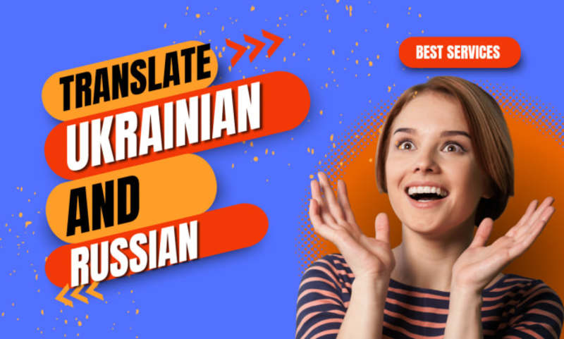 Cover image for I will provide ukrainian translation and russian translation in…