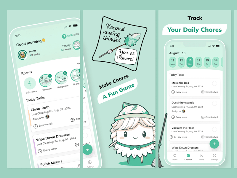 Cover image for App Store Screenshots - UI/UX Mobile App - Gamified Cleaning