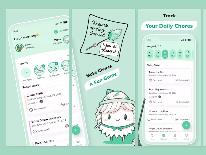 Cover image for App Store Screenshots - UI/UX Mobile App - Gamified Cleaning