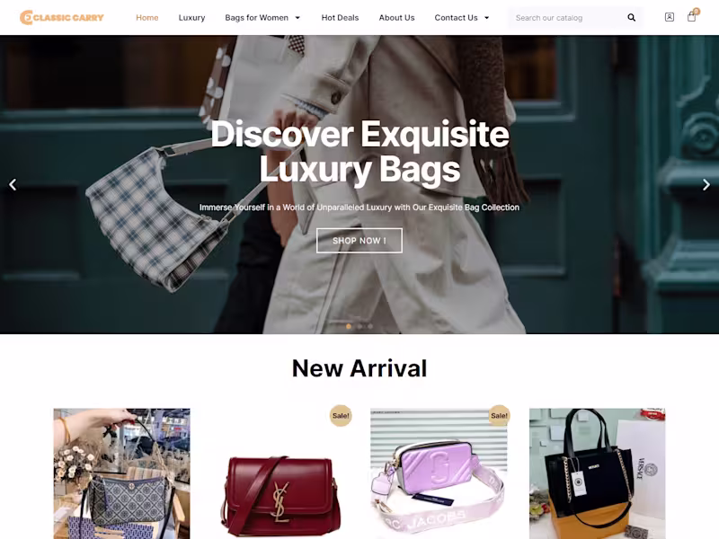 Cover image for Elegant E-Commerce Website for Bags with Elementor
