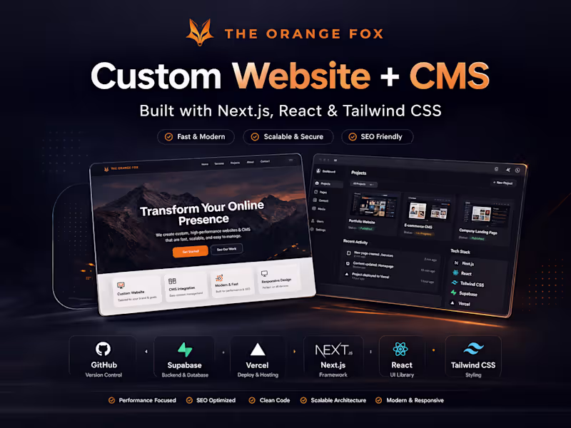 Cover image for Modern Website + CMS — Built with Next.js, React & Tailwind CSS