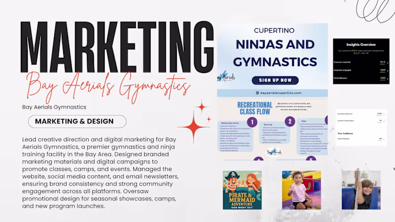 Cover image for Bay Aerials Gymnastics Marketing & Design
