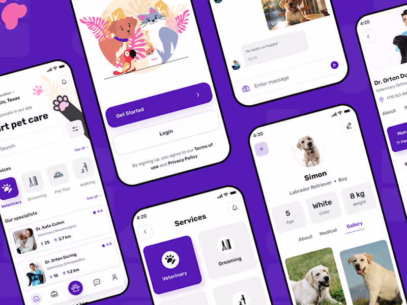 Cover image for Petcare booking - mobile app design