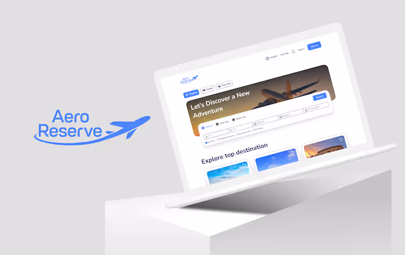 Cover image for AeroReserve Travel Booking Homepage Design