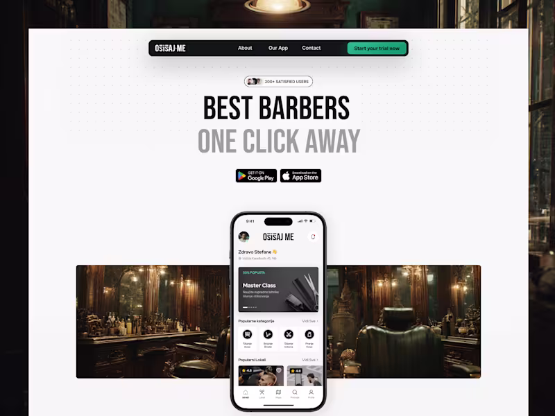 Cover image for Barbershop App Landing