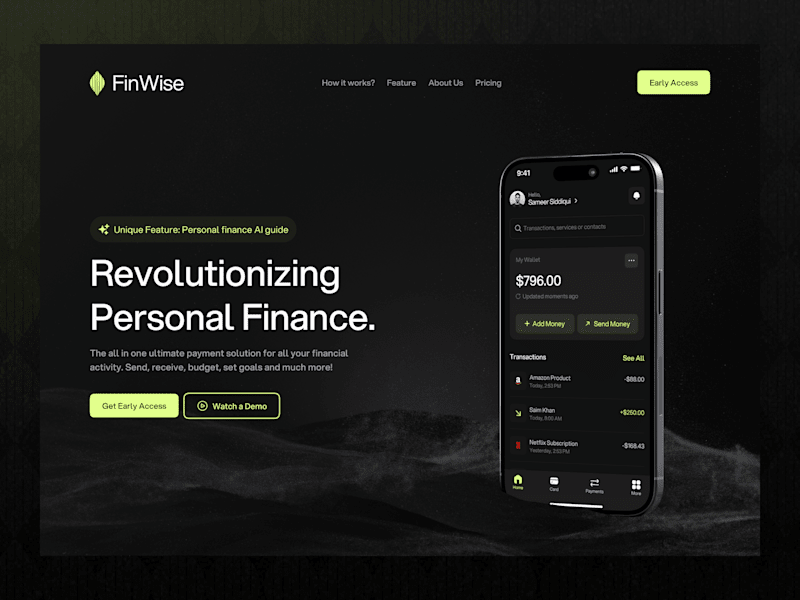 Cover image for FinWise - Personal Finance Landing Page UI UX Design