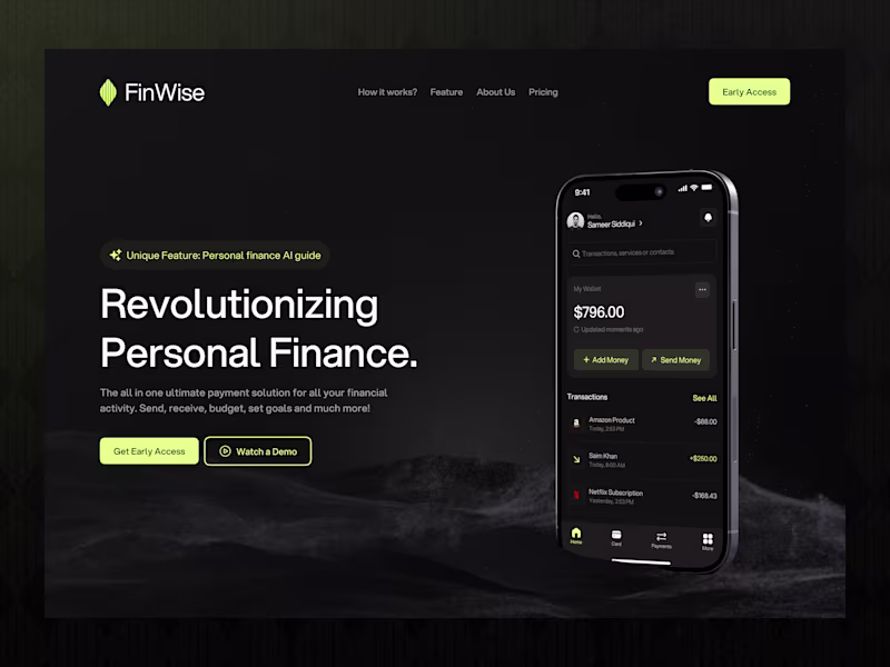 Cover image for FinWise - Personal Finance Landing Page UI UX Design