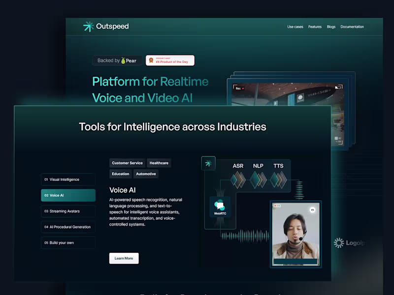 Cover image for Brand + Website for Outspeed - Realtime Voice and Video AI