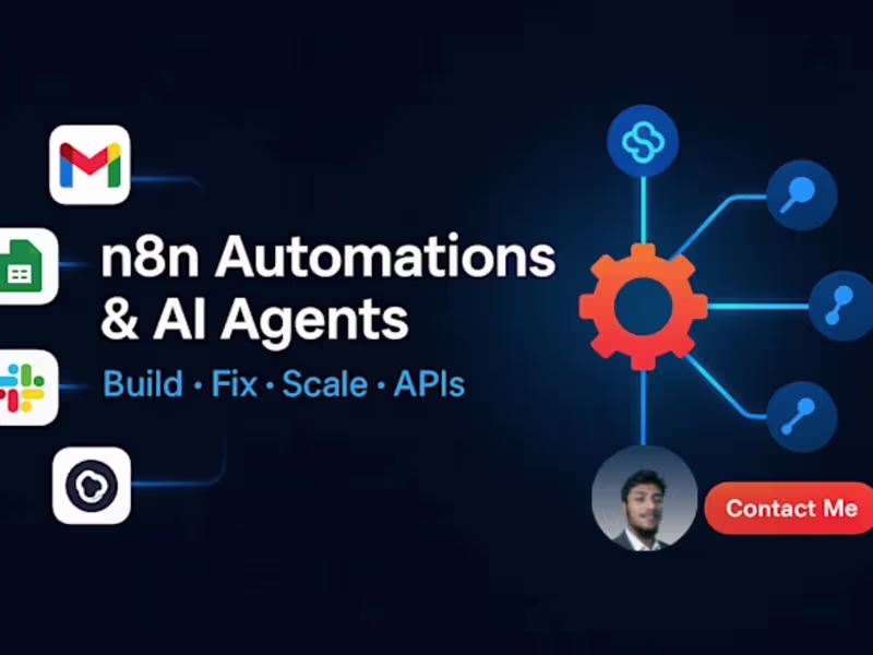 Cover image for I help Automate with n8n & AI: reduce work 40%, free 10+ hrs/wk.