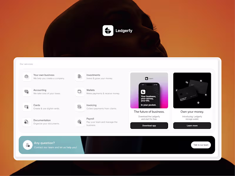 Cover image for Mega menu for Ledgerfy app My favorite menu design so far