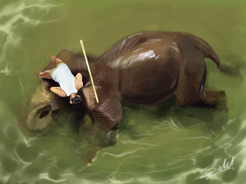 Cover image for Peace in stillness 🐘 A digital painting capturing the bond ...