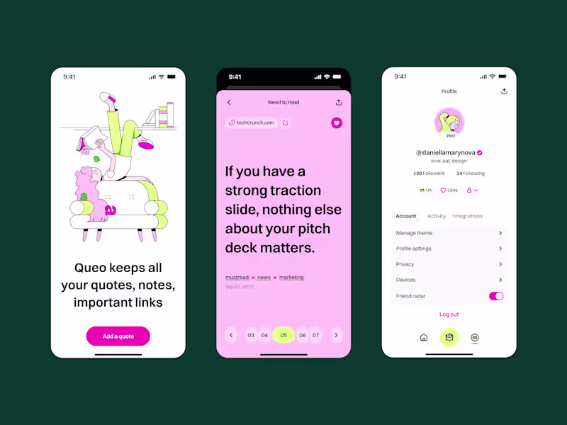 Cover image for Mobile app: app design, main page, settings