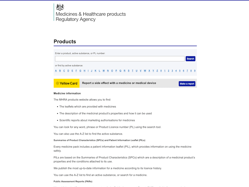 Cover image for UK Medicine Healthcare Regulatory Agency