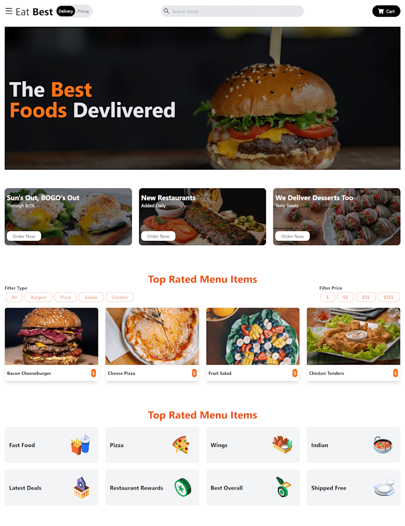 Cover image for Online Food Website with food filtration feature.