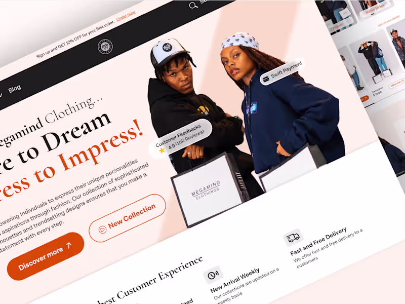 Cover image for Megamind (E-commerce clothing brand Website UI/UX Design)