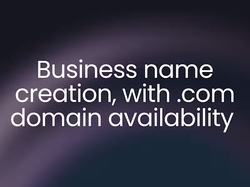 Cover image for Business name creation, with .com domain availability 