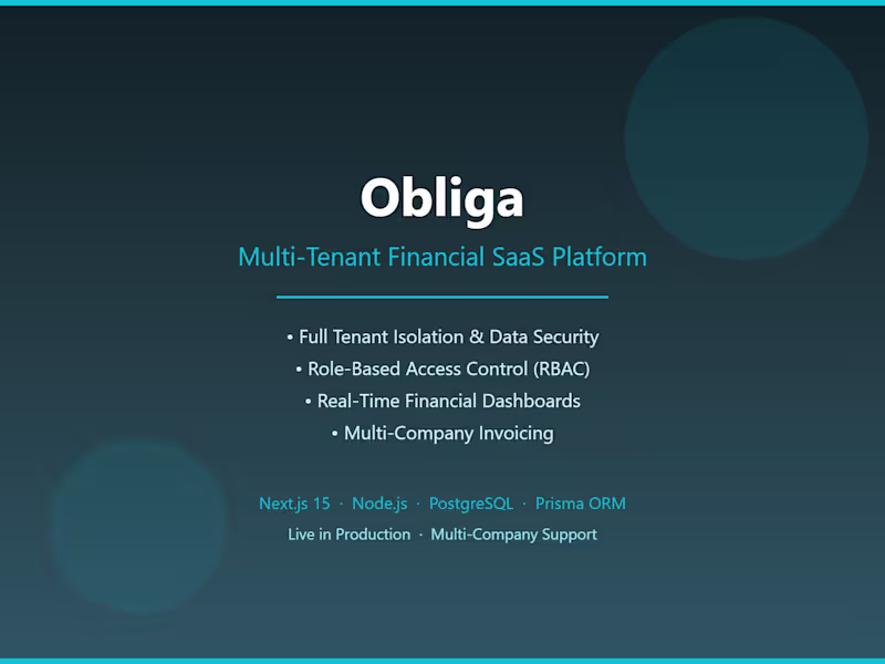Cover image for Obliga — Multi-Tenant Financial SaaS Platform