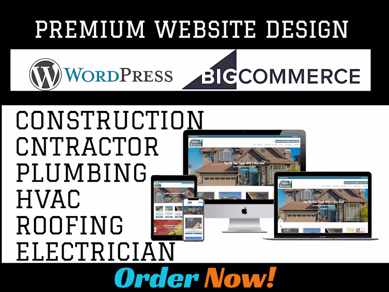 Cover image for Create roofing contractor construction hvac electrician website