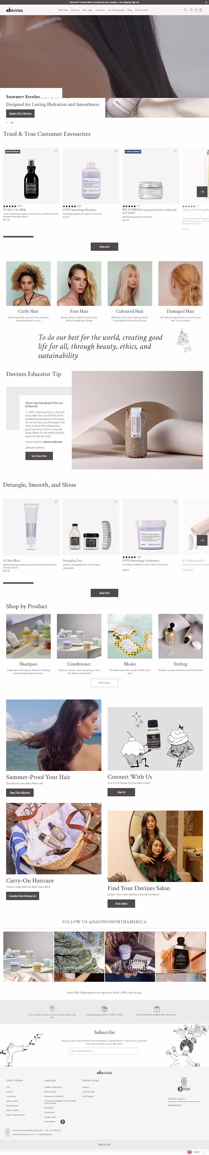 Cover image for  Davines World Website Design