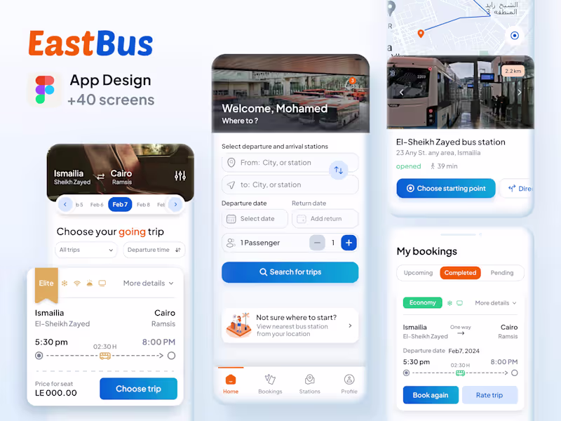 Cover image for Professional Mobile App Design for a Bus travel company in Egypt