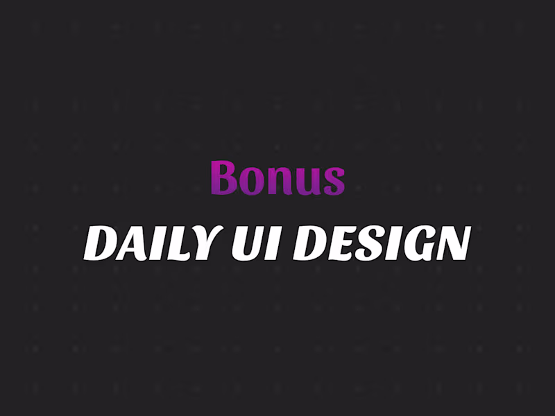 Cover image for Bonus : Daily UI Design