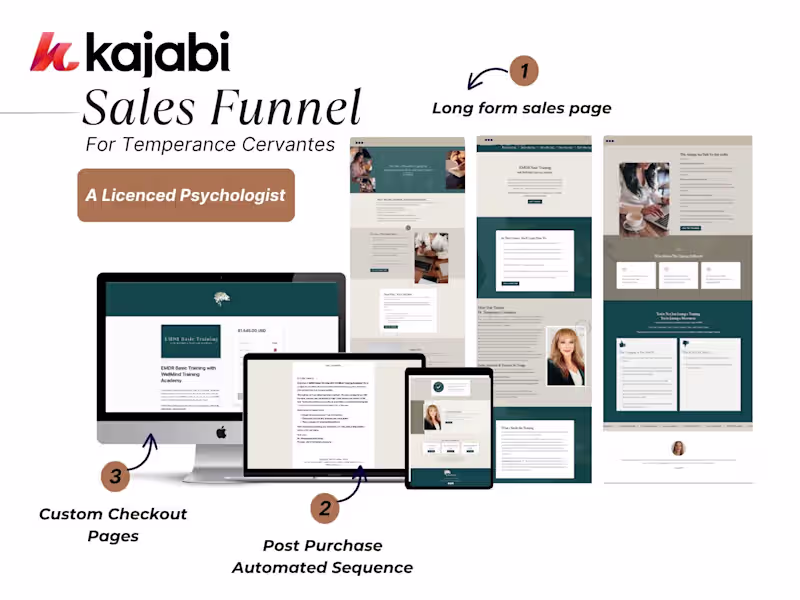 Cover image for Custom Kajabi Sales Page + Tech Setup for a Physchologist