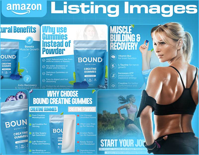 Cover image for Amazon Listing Images || Creatine Gummies Listing