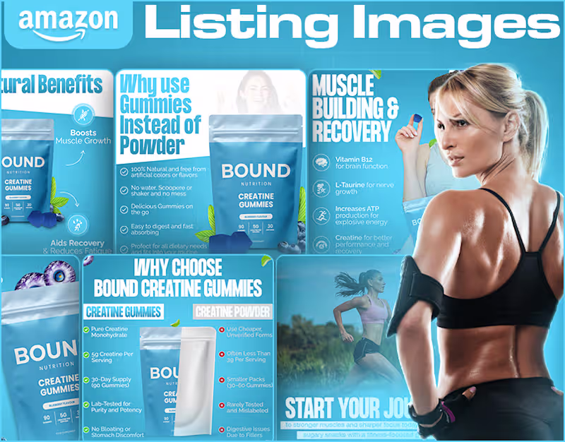 Cover image for Amazon Listing Images || Creatine Gummies Listing