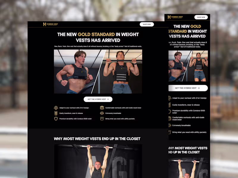Cover image for Hybrid Vest - Landing Page Design