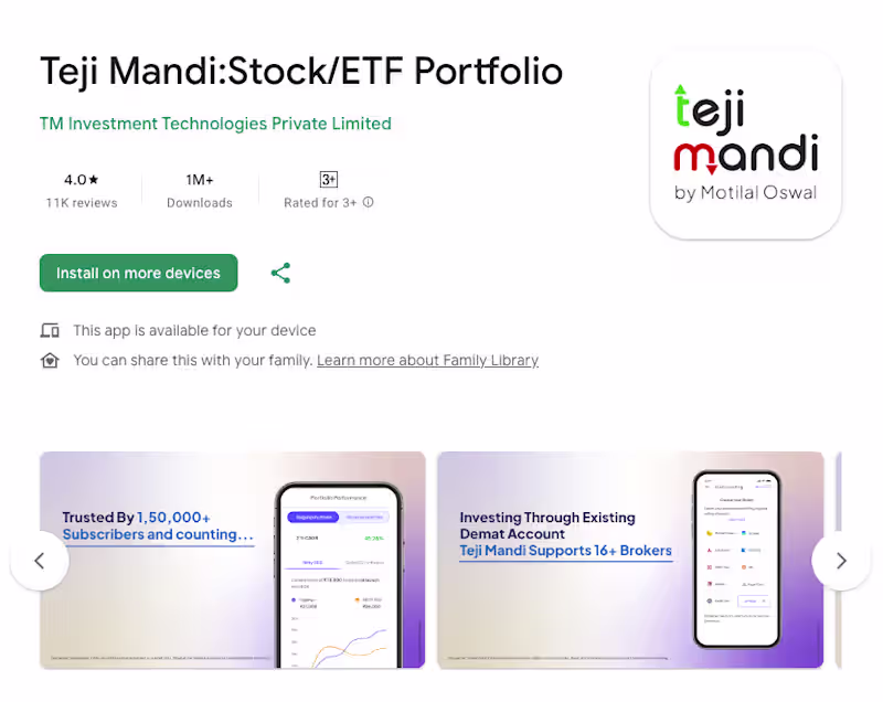 Cover image for Teji Mandi:Stock/ETF Portfolio - Android | IOS Mobile App