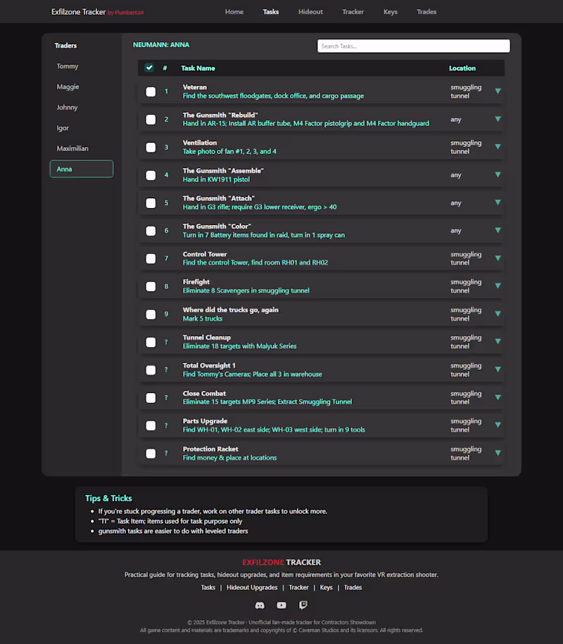 Cover image for Game Tracker (Exfilzone Tracker)