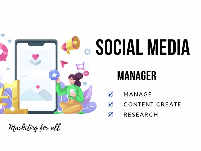 Cover image for I will be your social media marketing manager, content creator