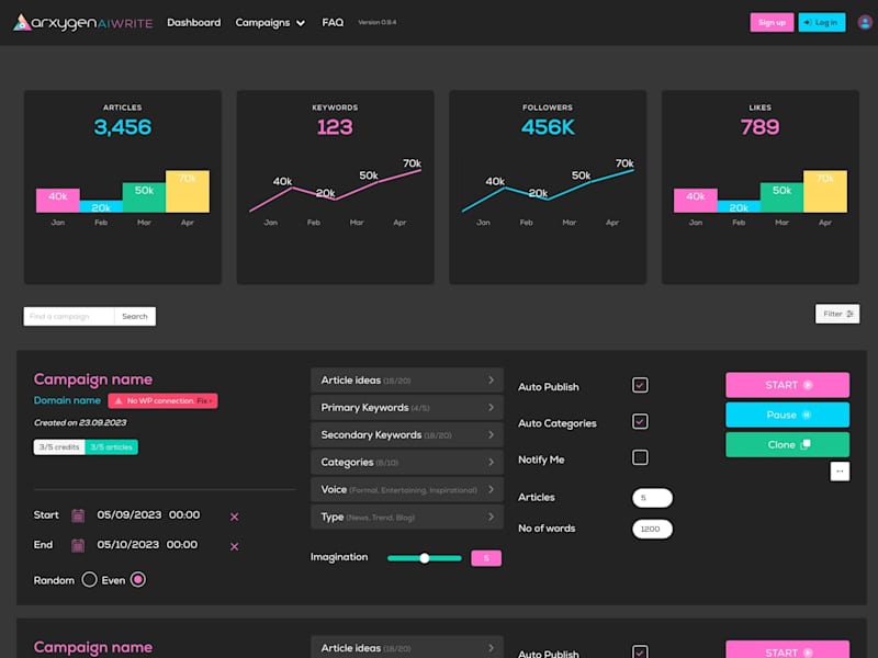 Cover image for Arxygen AIWrite UI/SaaS/Product design