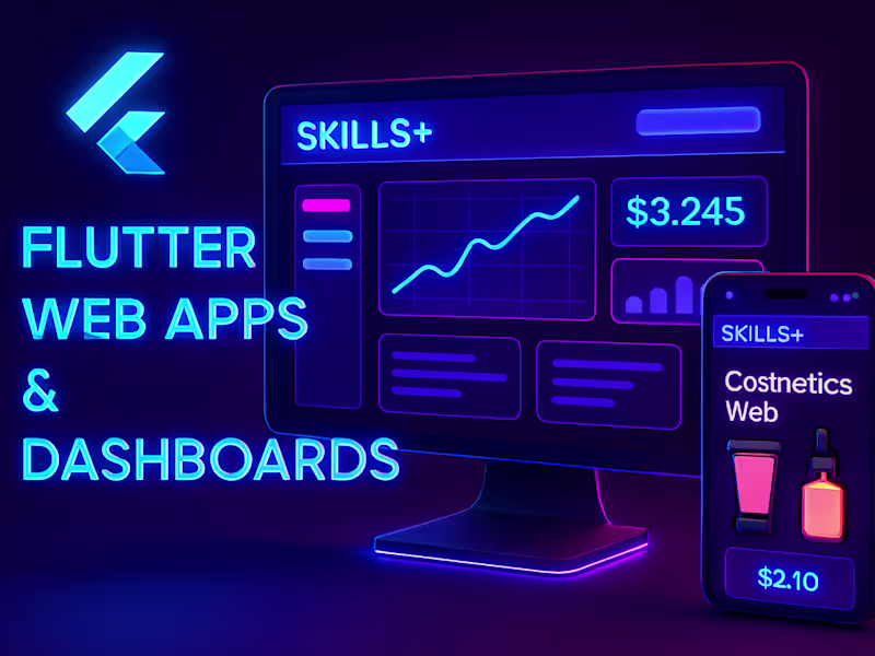 Cover image for Flutter web developer for dashboards, admin panels & MVP apps
