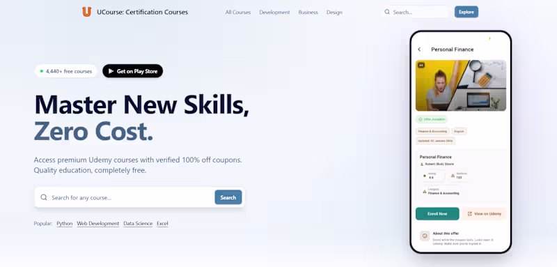 Cover image for Ucourse Free Certificates - Zero